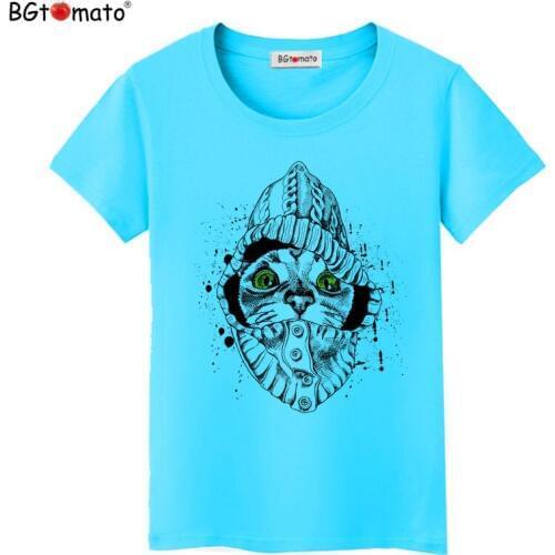 BGtomato T shirt Super cool 3D cat shirt Original brand new style cartoon tshirt women Hot sale short sleeve casual top tees