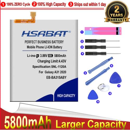 HSABAT 0 Cycle 5500mAh EB-BA315ABY Battery for Samsung Galaxy A31 2020 Version High Quality Replacement Accumulator