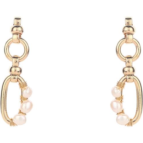 Fashion jewelry 2021 Geometri Irregular Pearl Drop Earrings Long Temperament Fresh Water Pear U-Shape Earringl Earrings women