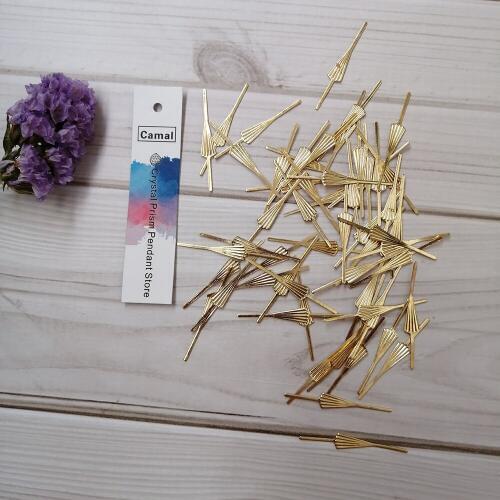 Camal 100pcs 33mm Gold Color Arrow Pin Metal Connector For Crystal Prism Bead Chandelier Pendant Lamp Wedding Party Part