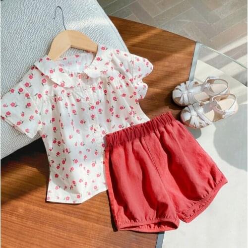 Mihkalev 2021 Summer Kids Clothes Girl Set Short Sleeve Shirts And Shorts 2pcs Children Clothing Sets Baby Outfits ropa bebe