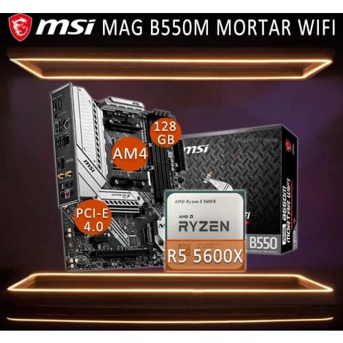 AM4 MSI MAG B550M MORTAR WIFI Gaming Motherboard With AMD Ryzen 5600X Motherboard Cpu Full Combo DDR4 AMD B550 Gaming Placa-mãe