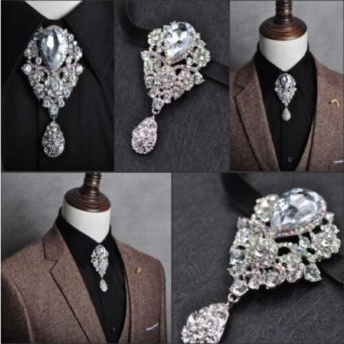 Mens Luxury Zircon Rhinestone Bowtie High-end Business Banquet Party Performance Formal Dress Accessories Men/womens Jewelry
