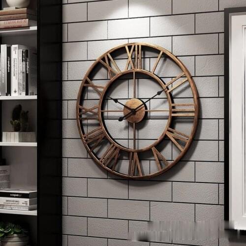 European style wall clock retro Roman clock living room mute clock decorative wrought iron wall clock vintage wall clock