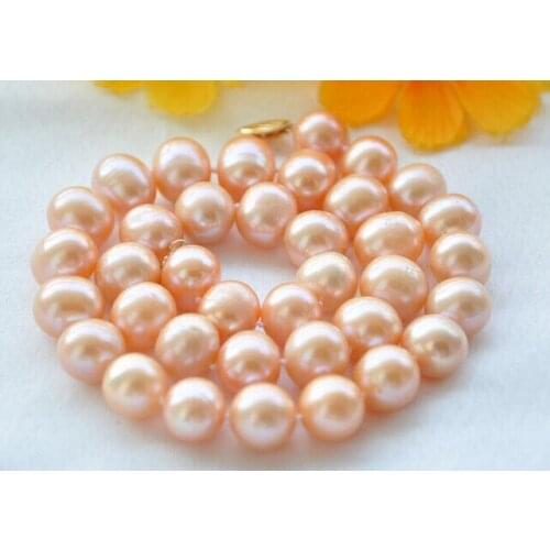 REAL 17" 12mm ROUND pink freshwater PEARL NECKLACE /20 Factory Wholesale price Women Gift word Jewelry