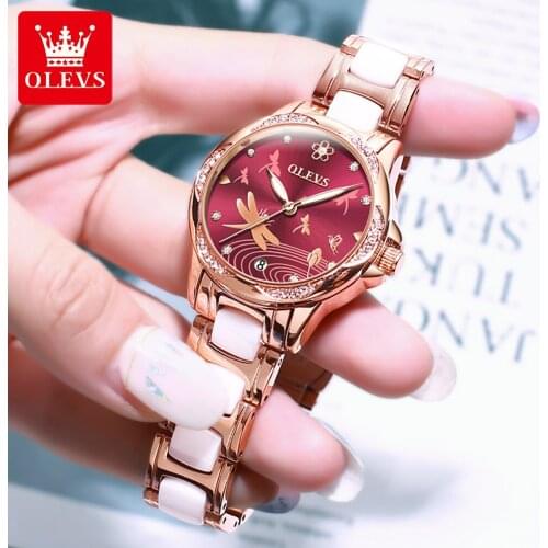 OLEVS watch ladies watch ladies creative ladies ceramic bracelet watch mechanical ladies clock Relogio Feminino Montre Femme