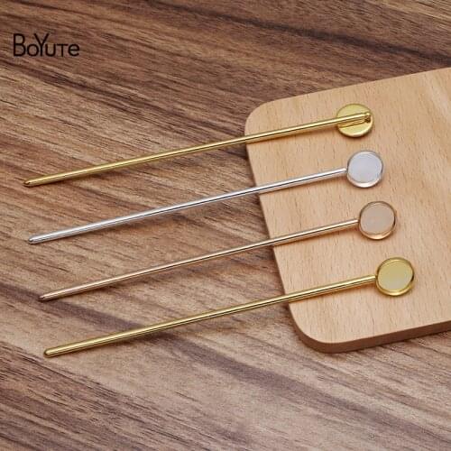 BoYuTe (10 Pieces/Lot) 3*128MM Metal Brass Hair Stick Welding 12MM Blank Base Diy Handmade Hair Accessories