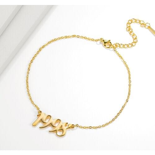 Personalized Name NumberAnklet Bracelet- Initial Anklet - Letter Anklet - Custom Year Number Anklet- Name Jewelry Birthday Gift