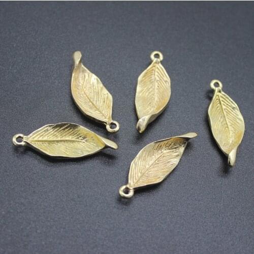 10 PCS 31.5x11mm Metal Alloy KC Gold Plated Leaf Charms Pendant DIY Handmade Jewelry Accessories
