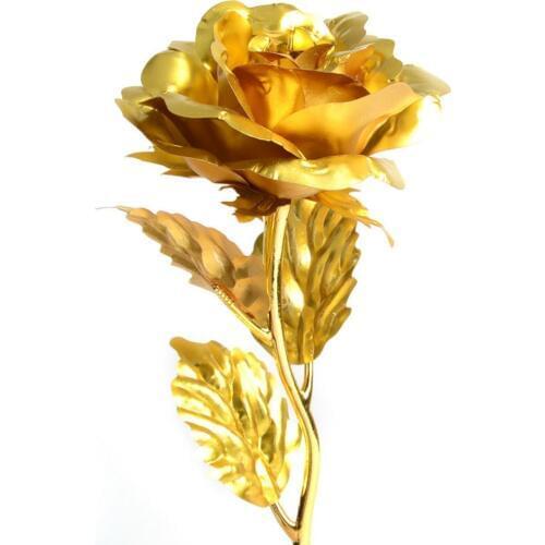 24k Gold Foil Plated Rose Wedding Propose Brithday Party Decoration Golden Rose Gold flore artificial flower Dipped Rose