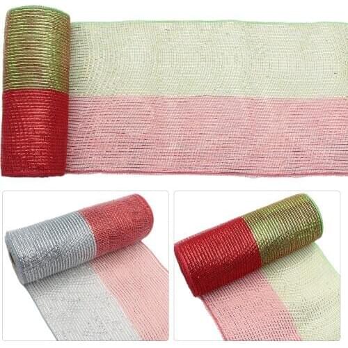 26.5cm Metallic Foil Poly Mesh Ribbon Gift Wrapping DIY Sewing Wrapping Art Sewing Bow-knot Crafts Home Packing,10Yc15695