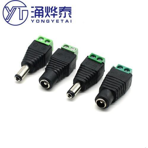 YYT DC plug 5.5*2.1mm 2.5mm solderless male Female connector DC connector DC power supply terminal 2.1MM socket
