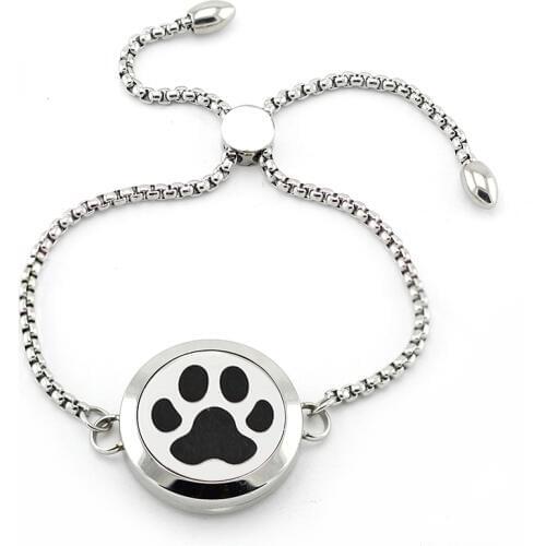 316L Stainless Steel Magnetic 25mm Adjustable Chain Bracelet Essential Oil Diffusing Perfume Locket Bracelet DIY Jewelry