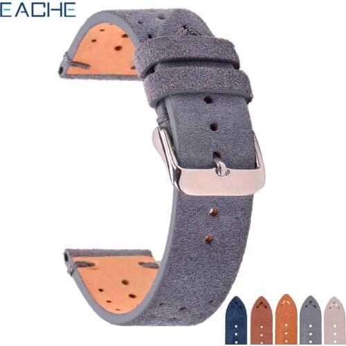 EACHE High Quality Suede Racing Leather Watch Band Light Brown Dark Brown Watch Straps 18mm 20mm 22mm In Stock