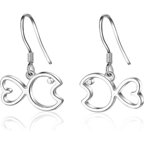 Korean version of the cold and windy air quality personality creative wild lucky fish silver plated stud earrings IR029