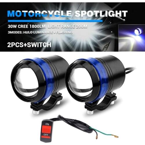 DERI LED Moto Farol Moto Retrofit Motocycle Headlight Spot Light U2 Angel Eyes 2pcs U3 LED Chip Lighting 12V With Switch