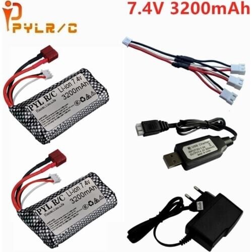 T Plug) 7.4V 3200mAH 18650 25C Li-ion Batery Charger Sets For RC Helicopter Car Tanks Trains Boats Guns Toys 2S 7.4V battery