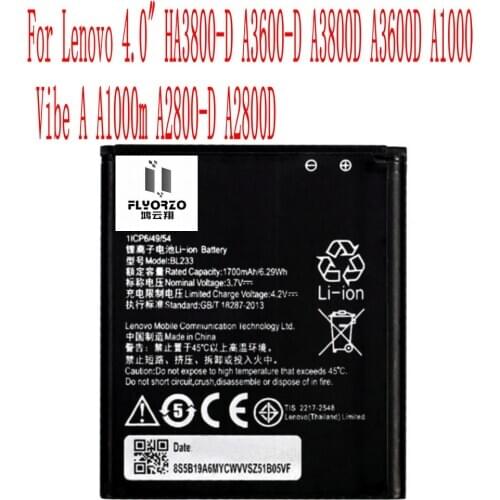 High Quality 1700mAh BL233 Battery For Lenovo 4.0" HA3800-D A3600-D A3800D A3600D A1000 Vibe A A1000m A2800-D A2800D Cell Phone