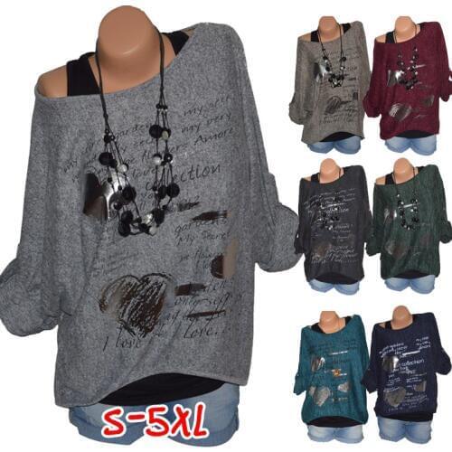 Women Fashion Scoop Neck One Shoulder Bat Roll Up Long Sleeve Hi-lo T shirt Pullover Tops