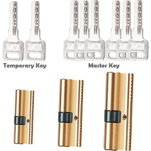 1PC Pure Copper Anti - Theft Door Lock Core 65/70/80/90/115mm Brass Cylinder With AB Key Anti-Theft Lock