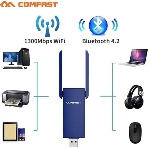 10pcs 1300Mbps Wireless USB Bluetooth Comptible 4.2 Adapter 5.8G/2.4Ghz Wireless AC Computer Dongle Desktop Receiver Transmitter