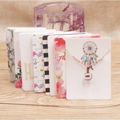 100Pc various design jewelry necklace paper package card DIY handmade flower/marbling/sweet love charms pendant dispaly tag card
