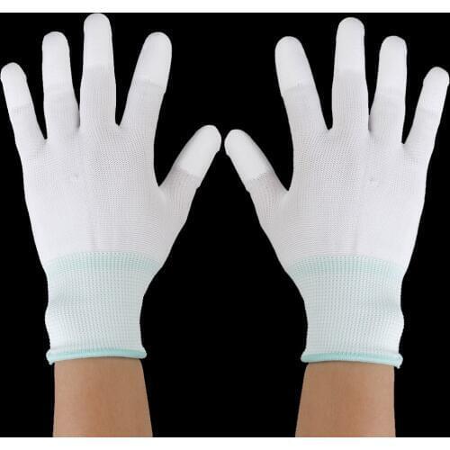 2 Pairs White Nylon Grip Gloves For Free Motion Machine Sewing Quilters M