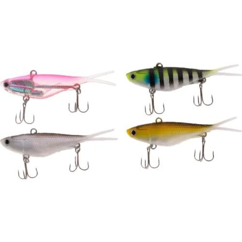 4Pcs Artificial Split Tail Sinking Lures W/ Lead Inside For Casting Fishing