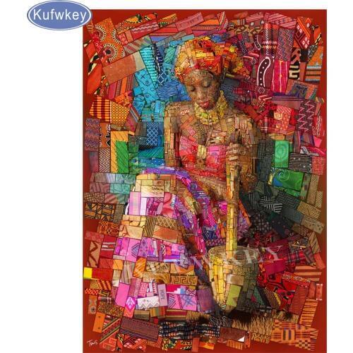 5d diamond painting full drill square mosaic diamond Cross Stitch Needlework African woman Embroidery puzzle picture Handicraft