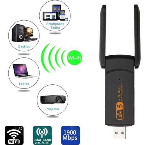 Wifi Adapter 1900M 2.4G 5G Dual Band Wifi USB 3.0 Fee Driver LAN Ethernet Network Card Wireless Wifi Dongle Antenna