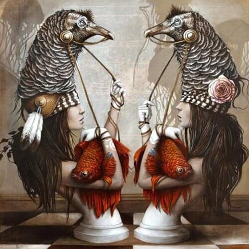 New arrival 5d diy diamond painting embroidery Home decor twins women red fish koi rhinoceros elephant Rhinestones Cross-stitch