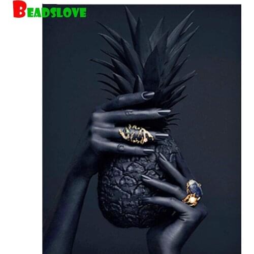 5D Diamond Painting Hand and pineapple fruit kitchen Full drill Square Round DIY Diamond Embroidery Mosaic Cross Stitch kit 2020