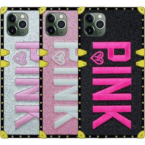 Luxury PINK Bling Square Phone Case for Women Shockproof Fashion Trunk Cover for iPhone 12 11 Pro XR XS Max 8 7 Plus SE