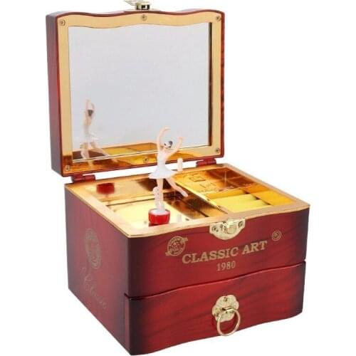 Classic Rotating Dancer Ballerina Piano Music Box Clockwork Plastic Jewelry Box Girls Hand Crank Music Mechanism Christmas Gift