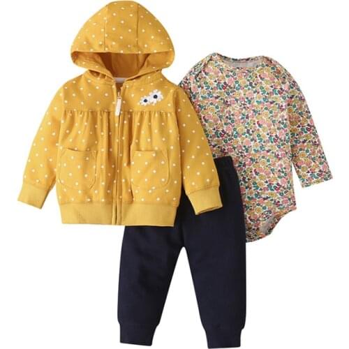 Newborn Baby Clothing Set 2019 Autumn Winter Spring 3PCS Tops Coat Sweater+Pants+bodysuit Infant Toddler Boy girl clothes outfit