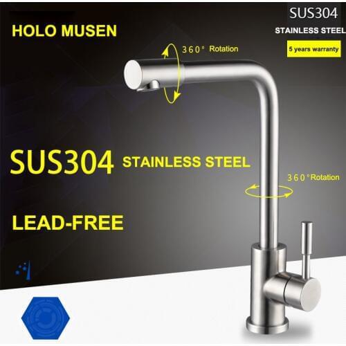 5 Years Warranty Lead-Free SUS304 Stainless Steel Kitchen Faucet Hot Cold Water Tap Mixer Kitchen Tap Brushed Nickel Crane