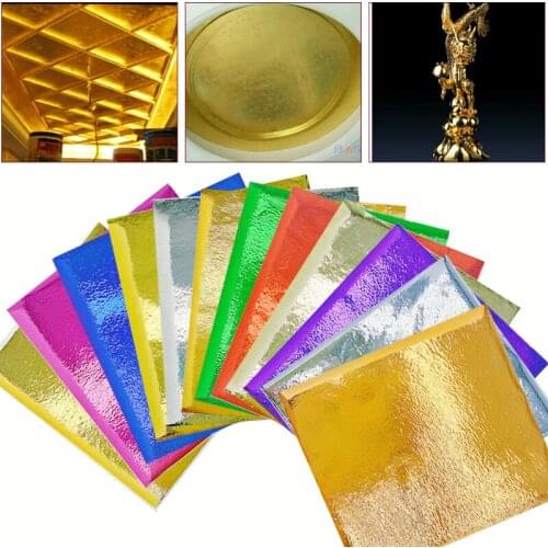 10Pcs Imitation Gold Leaf Sheets Foil Colored Wrapping Paper For DIY Arts Supplies Crafts Gilded Home Statue Nail Decoration