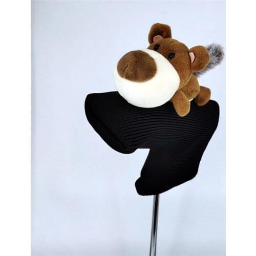 Little Bear Golf Blade Putter Head Cover Knitted Wool With Magnetic Closure Unisex Cartoon Animal Golf Club Cover