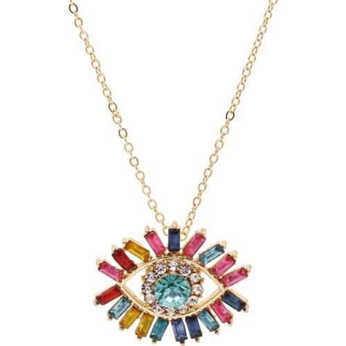 MOFLO Alloy Fashionable Alternative Trend Necklace Colorful Eye Pendant Necklace for Girls