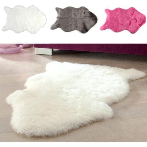 Super Soft Fluffy Faux Sheepskin Fur Carpet Mats Rugs Throw Cover Floor Chairs Sofas Seat Pad Cushions 23.6 x 15.75inch