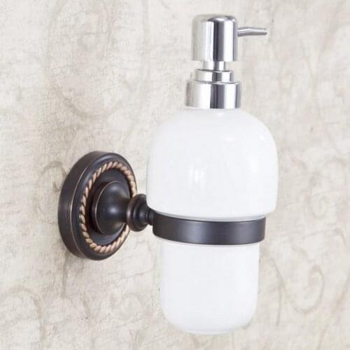 Modern Wall Mounted Kitchen Bathroom Sink Basin Accessory Oil Rubbed Bronze Porcelain Soap Dispenser aba218