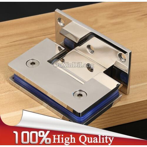 High Quality 2PCS 304 Stainless Steel Frameless Shower Bathroom Glass Door Hinges 90 Degree Wall to Glass Hinges Chrome