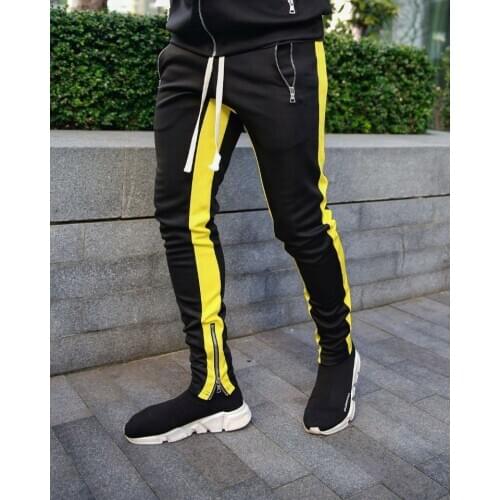 New Street Fashion Brand Casual Color Matching Sports Pants Hip-hop Slim Feet Trousers Male