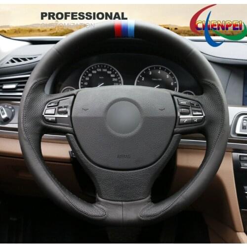 DIY Hand-Sewn PU Leather Steering Wheel Cover For BMW 5 Series F10 F07 F11 7 Series F01 F02 Car Interior Accessories