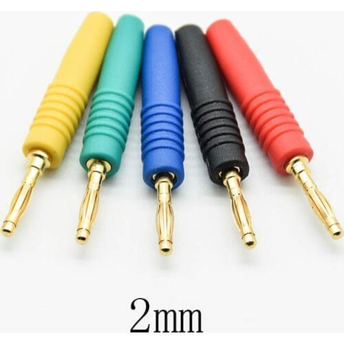 5pcs/lot 2mm Gold Plated Wilding Banana Plug Male Audio Speaker Amplifier Cable Wire Power Screw Jack Connector Adapter