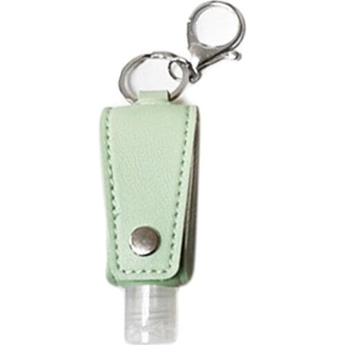 Clear Empty Bottle Hand Sanitizer Container with Faux Leather Keychain Holder