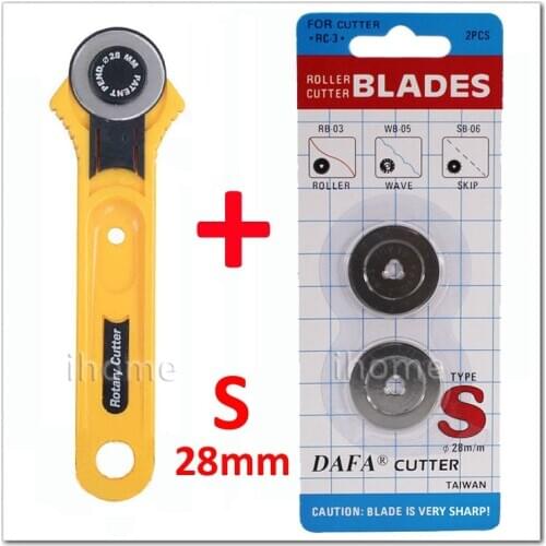 High Quality 28mm Taiwan DAFA Rotary Cutter and 2PCS Blade Fabric Paper Circular Cut Blade Patchwork Leather Craft paper cutte