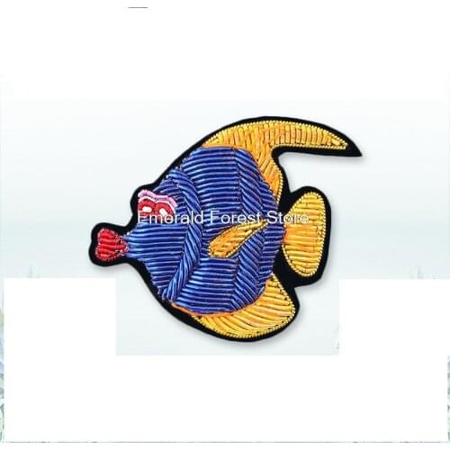 Hand embroidery Blue magic fish decoration Cartoon brooch,badges for clothes