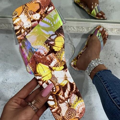 2021 Women Square Toe Cross Tied Slippers Female Transparent Summer Fashion Slides Womens Sexy Casual New Flat Big Size