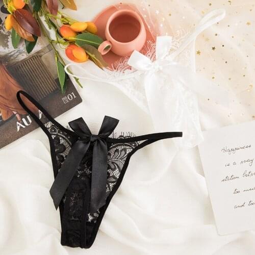 Sexy G String Briefs Women Panties Seamless Thong Exotic T-Back Girls Underwear Lace Bow Temptation Low-Rise Lady Underpants